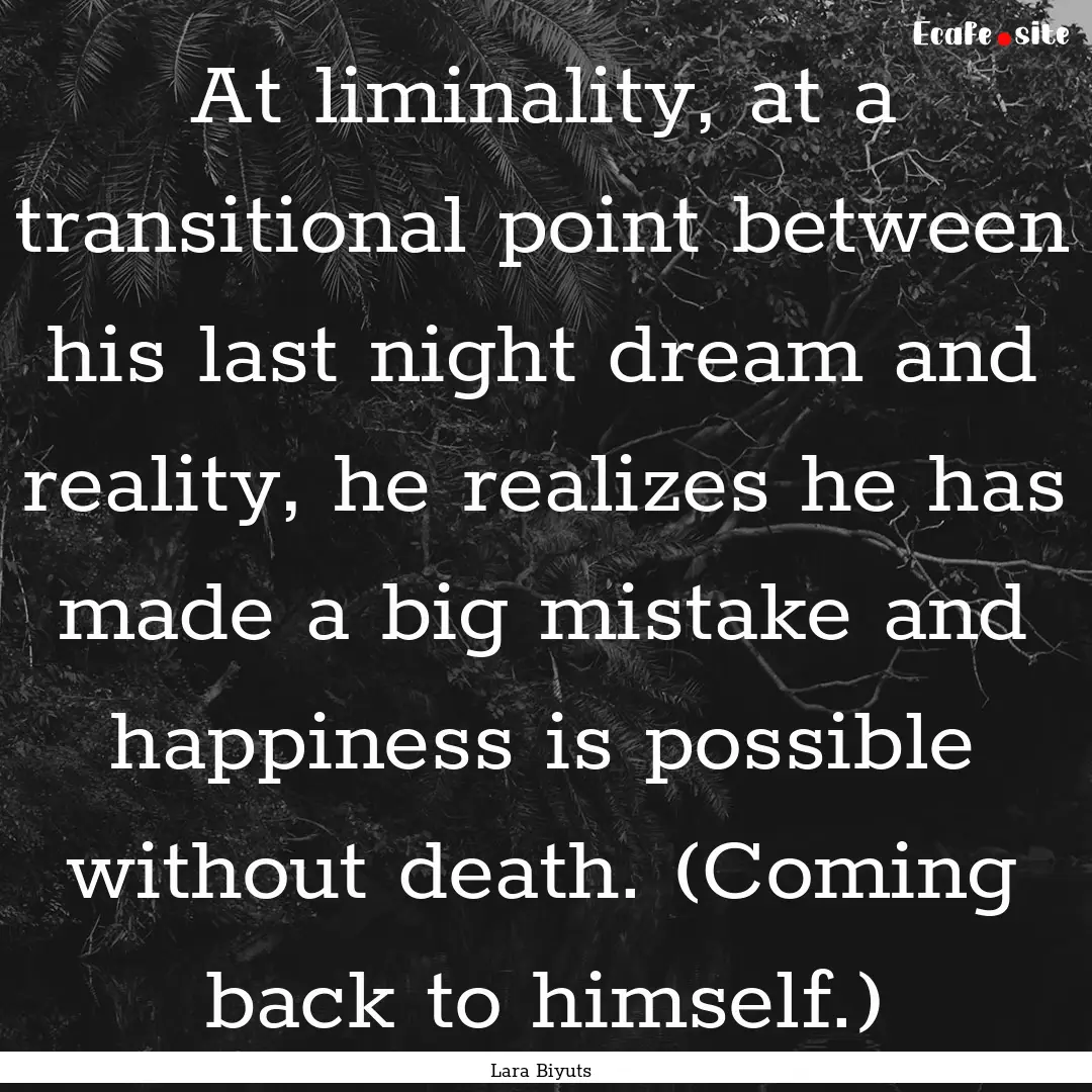 At liminality, at a transitional point between.... : Quote by Lara Biyuts