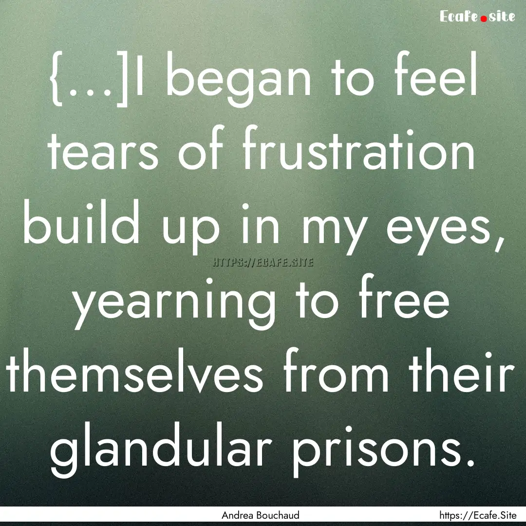 {...]I began to feel tears of frustration.... : Quote by Andrea Bouchaud