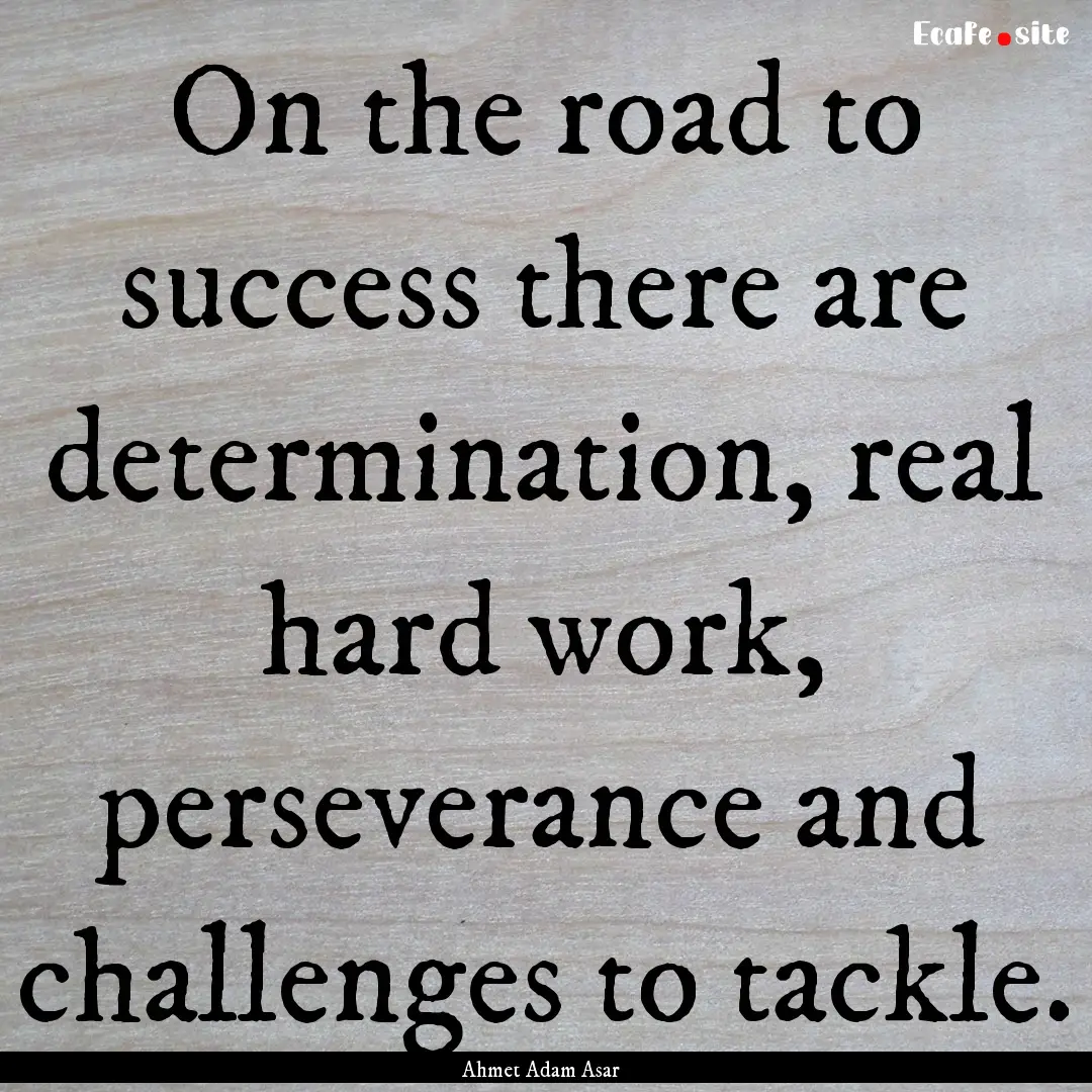 On the road to success there are determination,.... : Quote by Ahmet Adam Asar