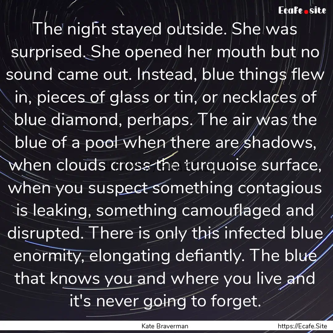 The night stayed outside. She was surprised..... : Quote by Kate Braverman