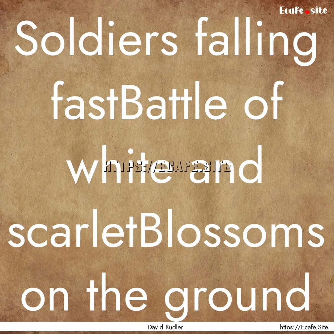 Soldiers falling fastBattle of white and.... : Quote by David Kudler