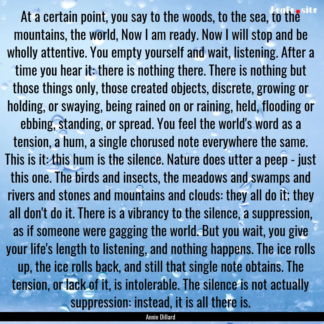 At a certain point, you say to the woods,.... : Quote by Annie Dillard