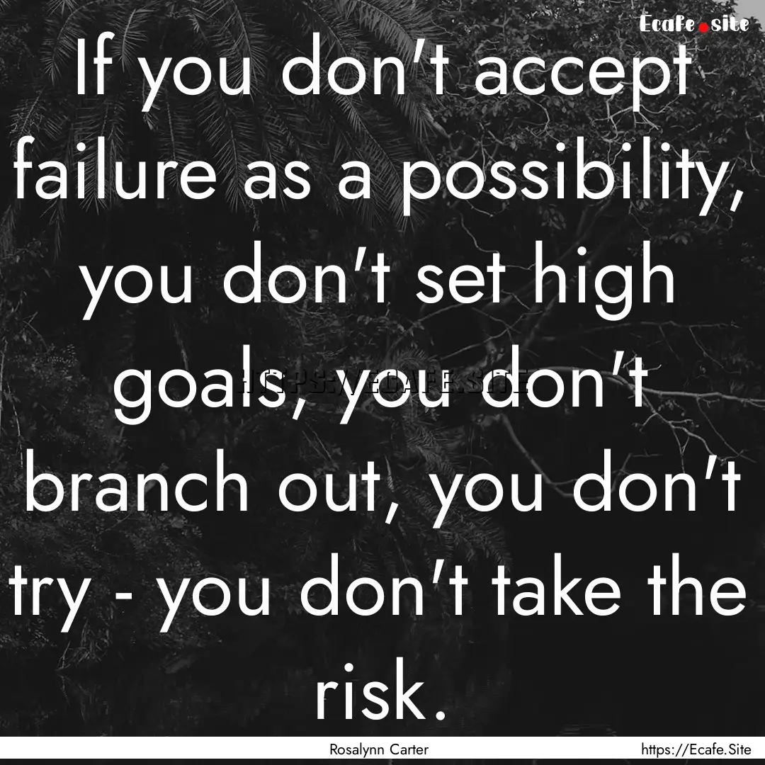 If you don't accept failure as a possibility,.... : Quote by Rosalynn Carter