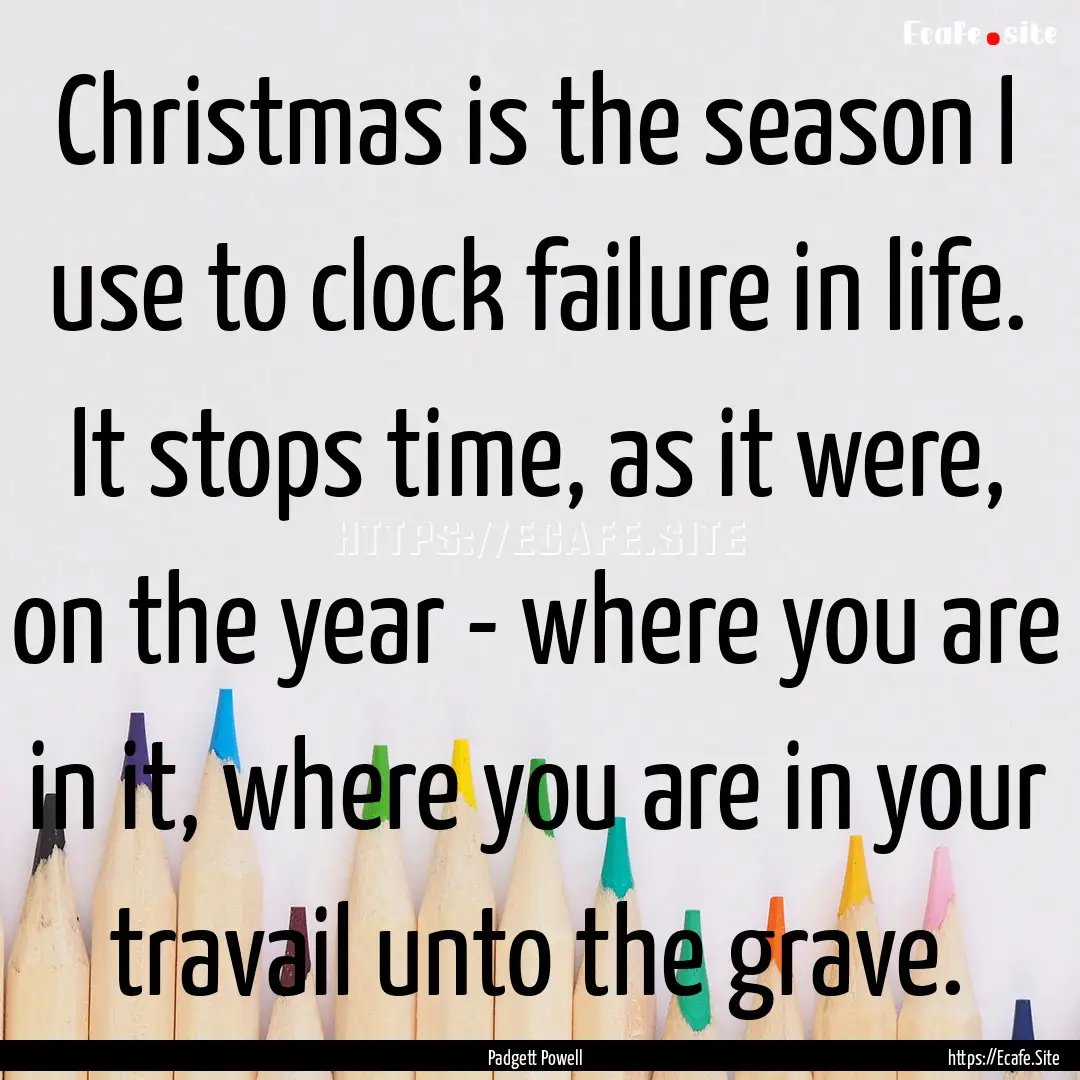 Christmas is the season I use to clock failure.... : Quote by Padgett Powell