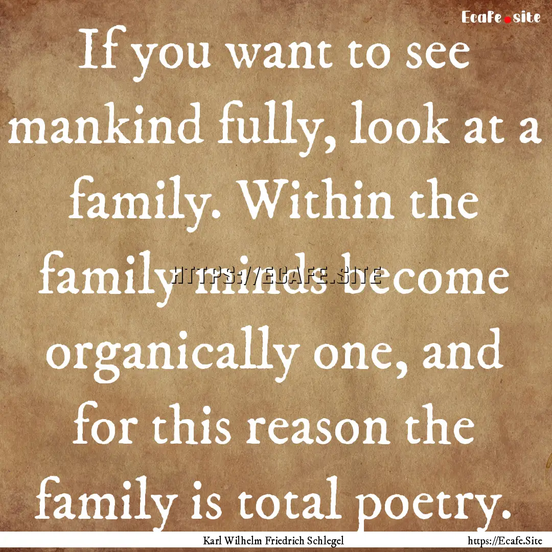 If you want to see mankind fully, look at.... : Quote by Karl Wilhelm Friedrich Schlegel