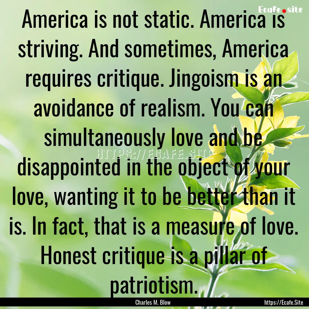 America is not static. America is striving..... : Quote by Charles M. Blow