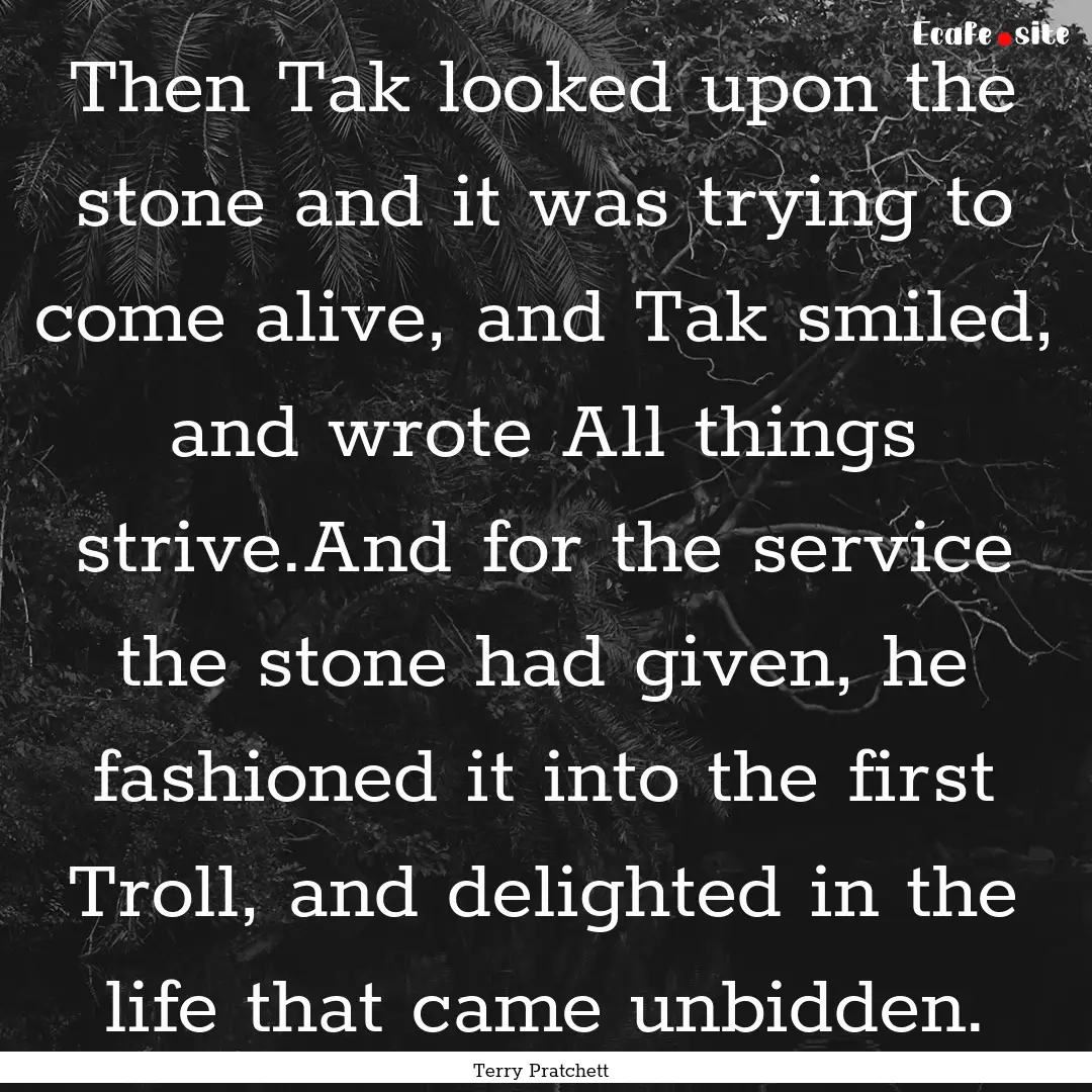 Then Tak looked upon the stone and it was.... : Quote by Terry Pratchett