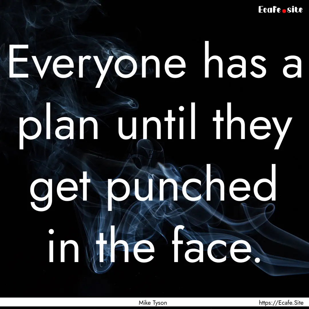 Everyone has a plan until they get punched.... : Quote by Mike Tyson