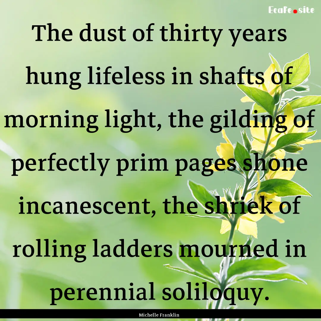 The dust of thirty years hung lifeless in.... : Quote by Michelle Franklin