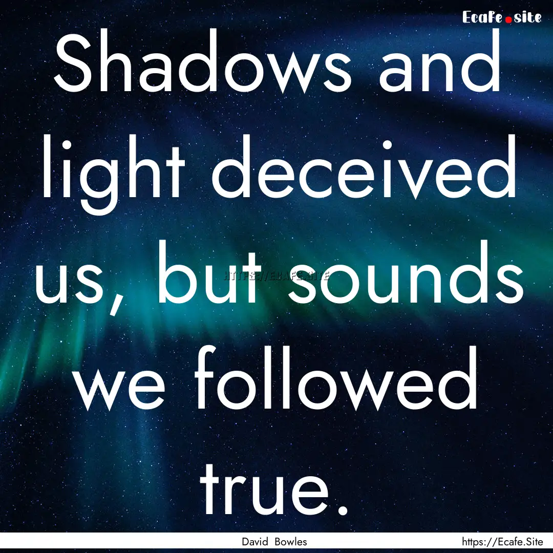 Shadows and light deceived us, but sounds.... : Quote by David Bowles