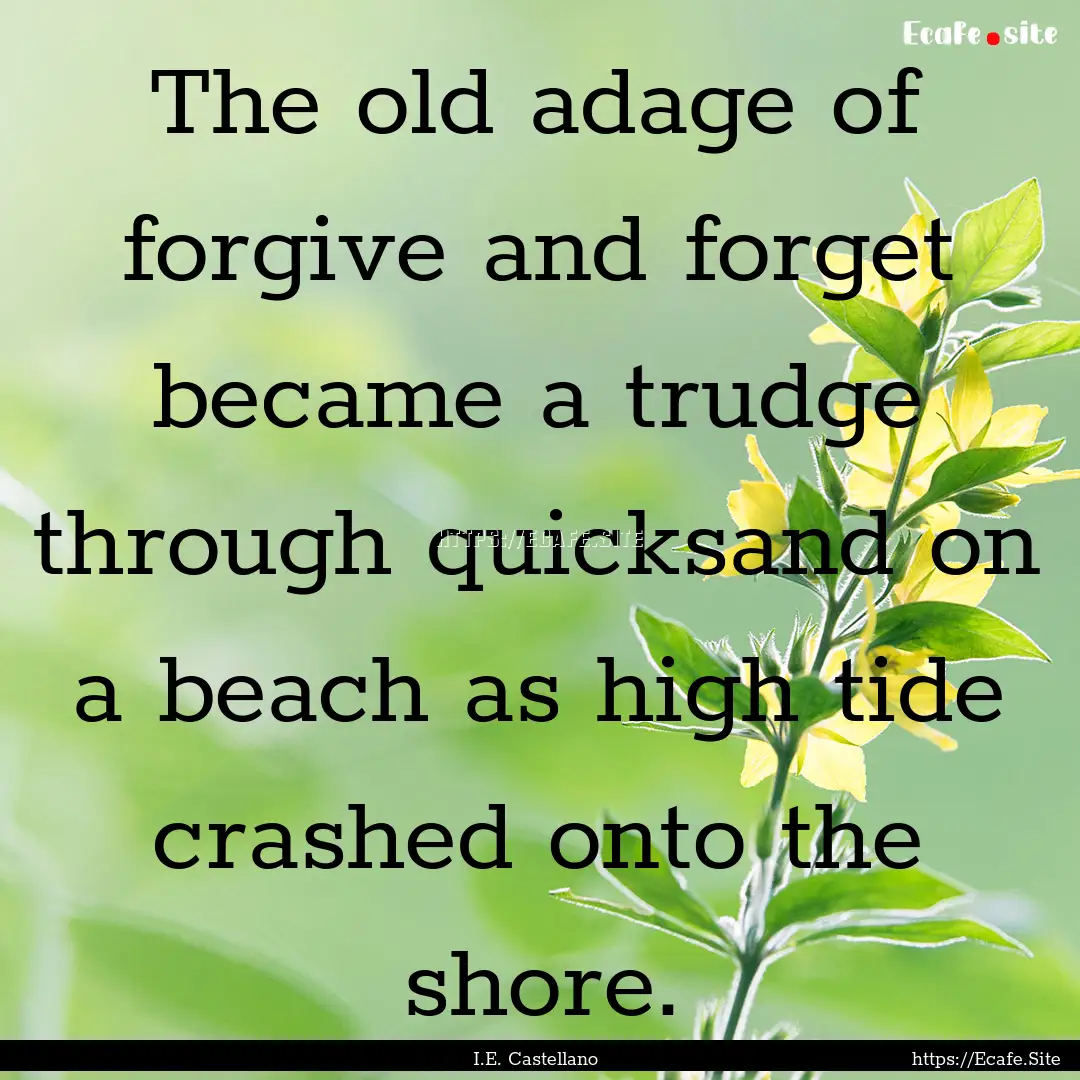 The old adage of forgive and forget became.... : Quote by I.E. Castellano