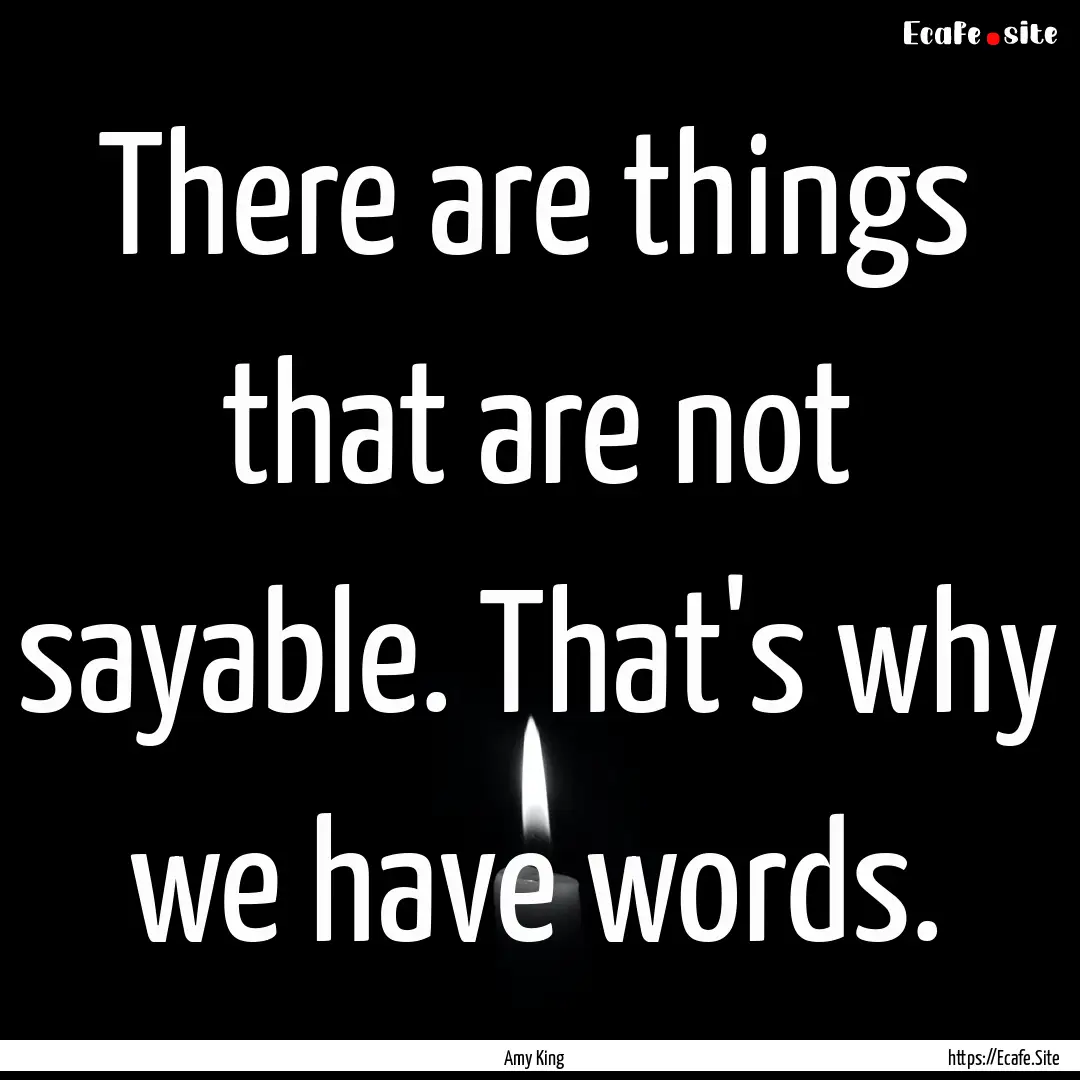 There are things that are not sayable. That's.... : Quote by Amy King