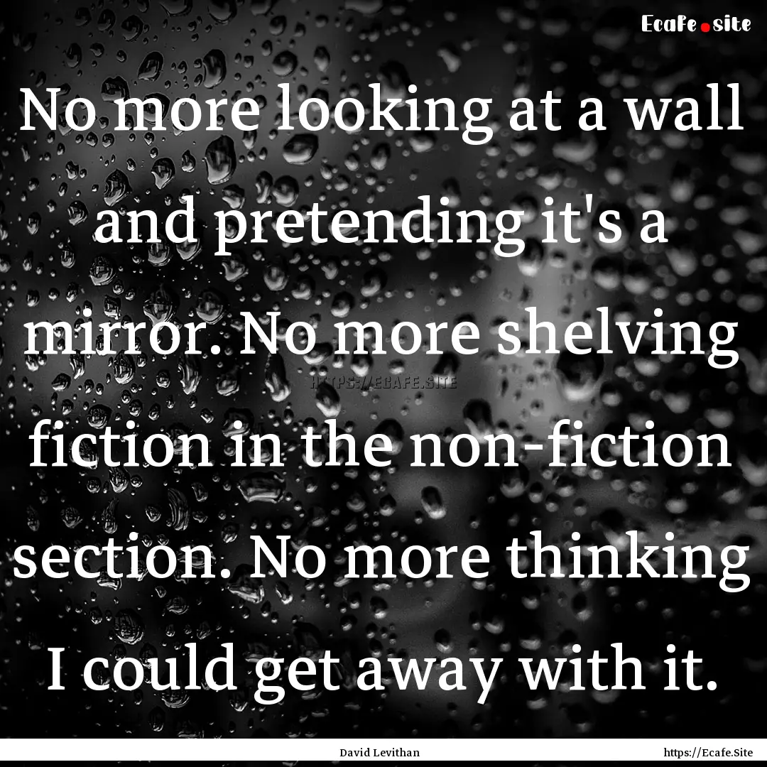 No more looking at a wall and pretending.... : Quote by David Levithan