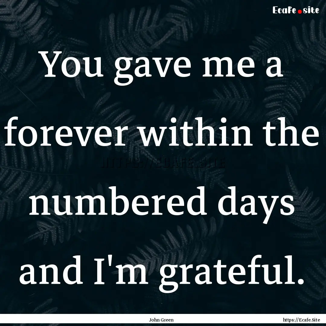 You gave me a forever within the numbered.... : Quote by John Green