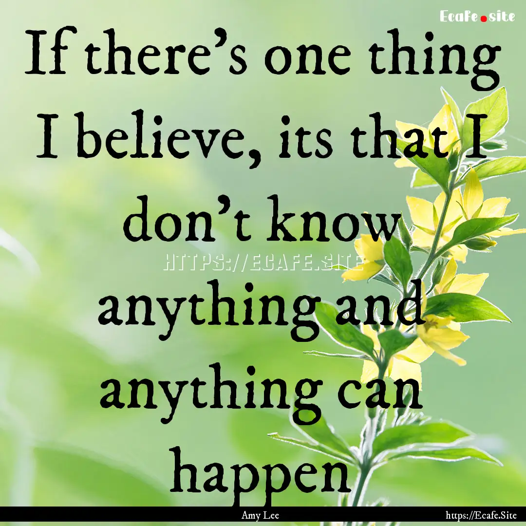 If there's one thing I believe, its that.... : Quote by Amy Lee