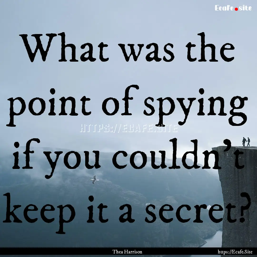 What was the point of spying if you couldn't.... : Quote by Thea Harrison