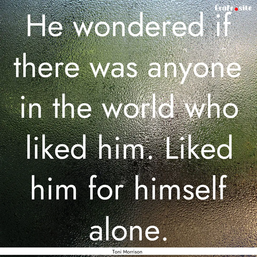 He wondered if there was anyone in the world.... : Quote by Toni Morrison