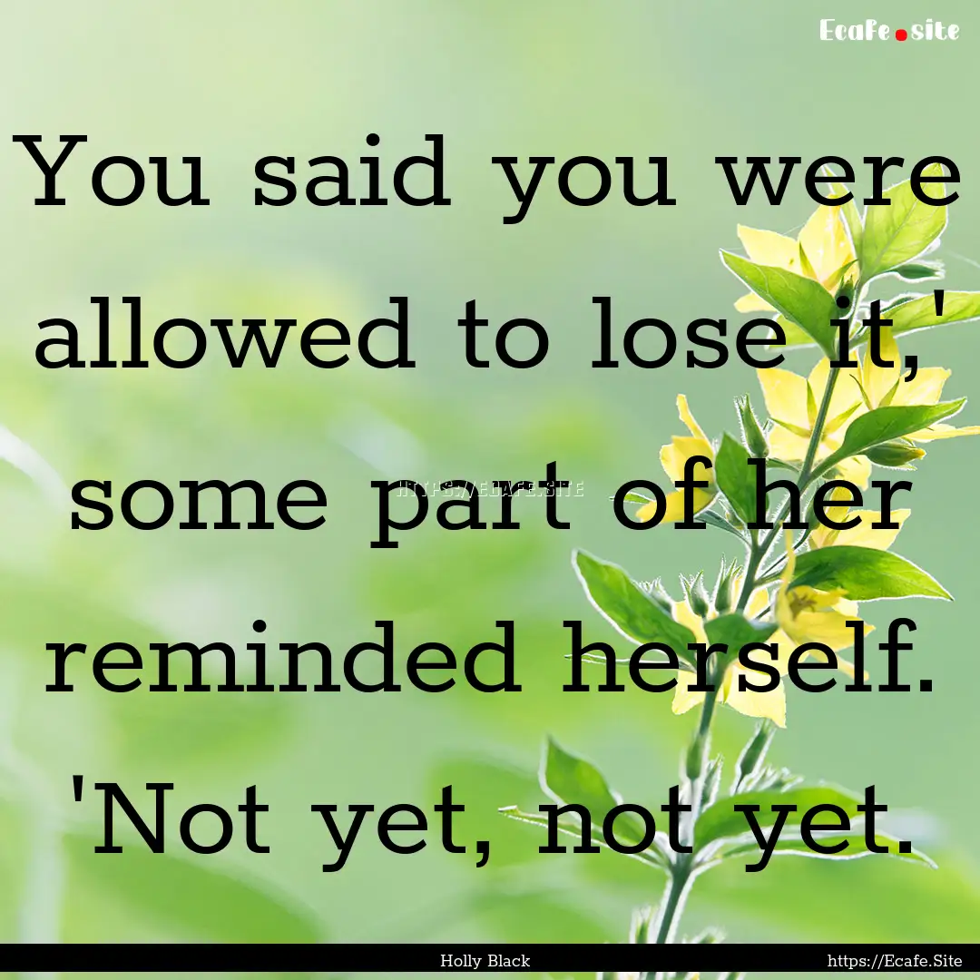 You said you were allowed to lose it,' some.... : Quote by Holly Black