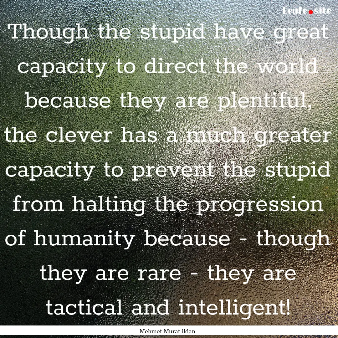 Though the stupid have great capacity to.... : Quote by Mehmet Murat ildan