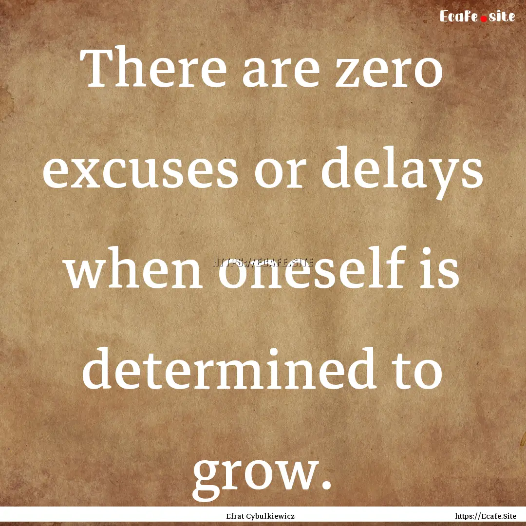 There are zero excuses or delays when oneself.... : Quote by Efrat Cybulkiewicz