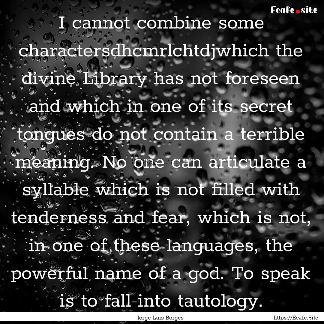 I cannot combine some charactersdhcmrlchtdjwhich.... : Quote by Jorge Luis Borges