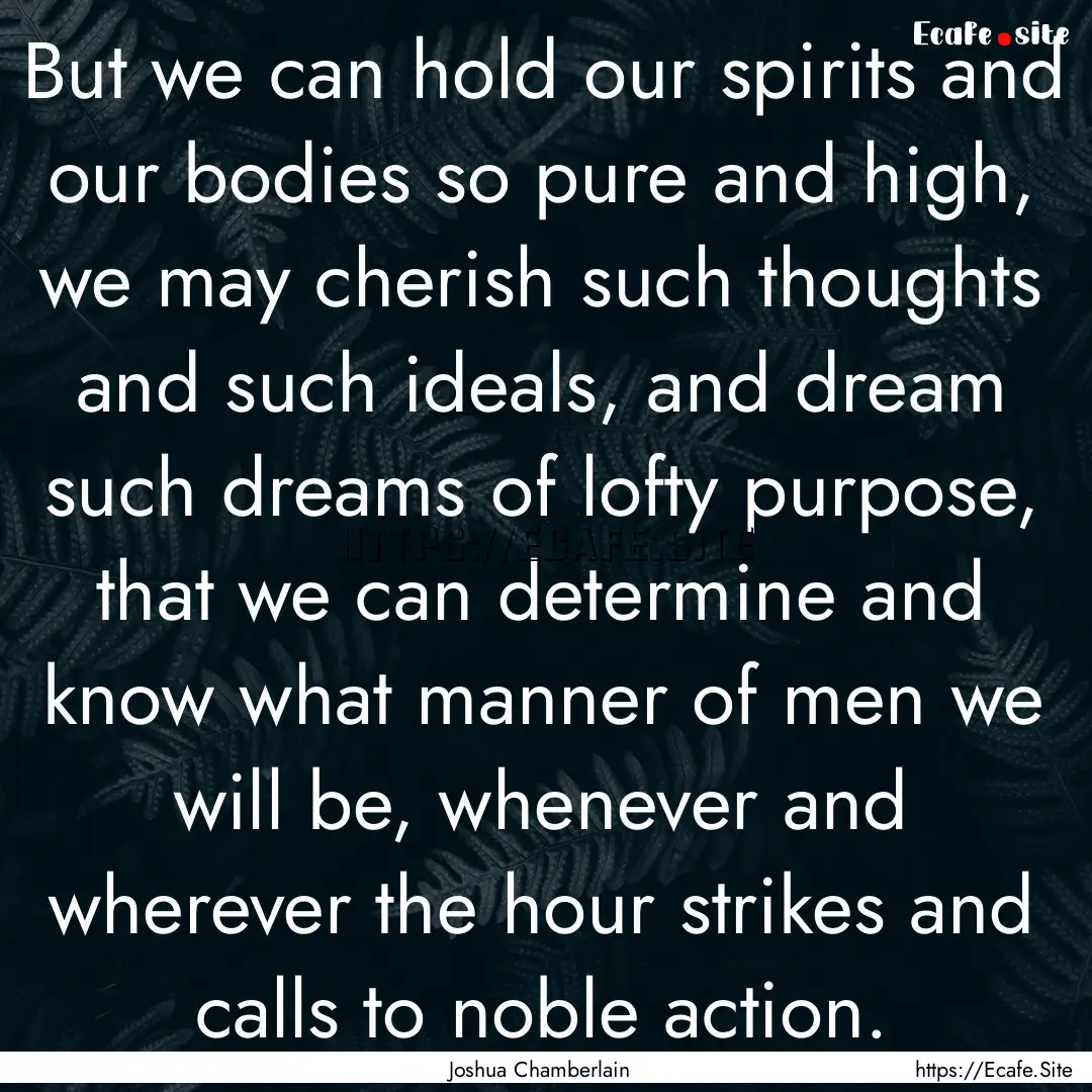 But we can hold our spirits and our bodies.... : Quote by Joshua Chamberlain