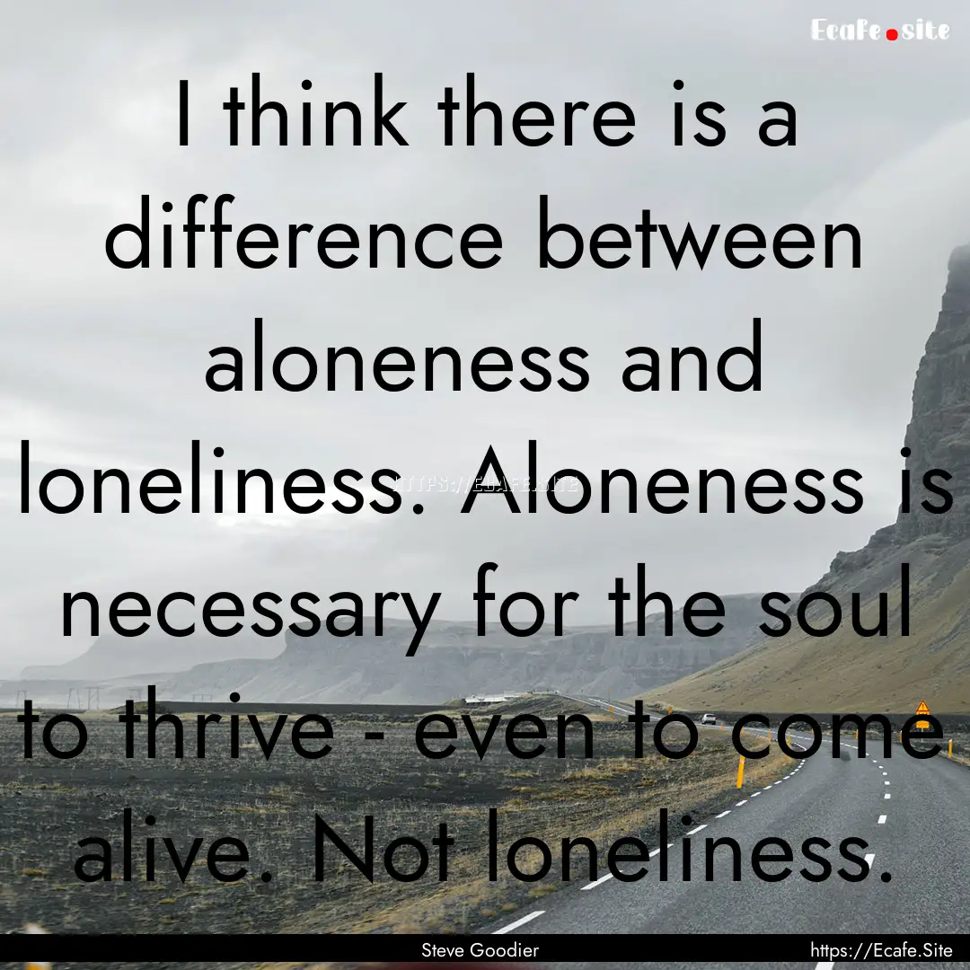 I think there is a difference between aloneness.... : Quote by Steve Goodier