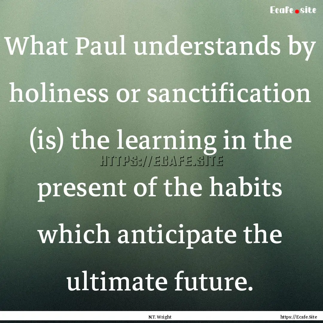 What Paul understands by holiness or sanctification.... : Quote by N.T. Wright