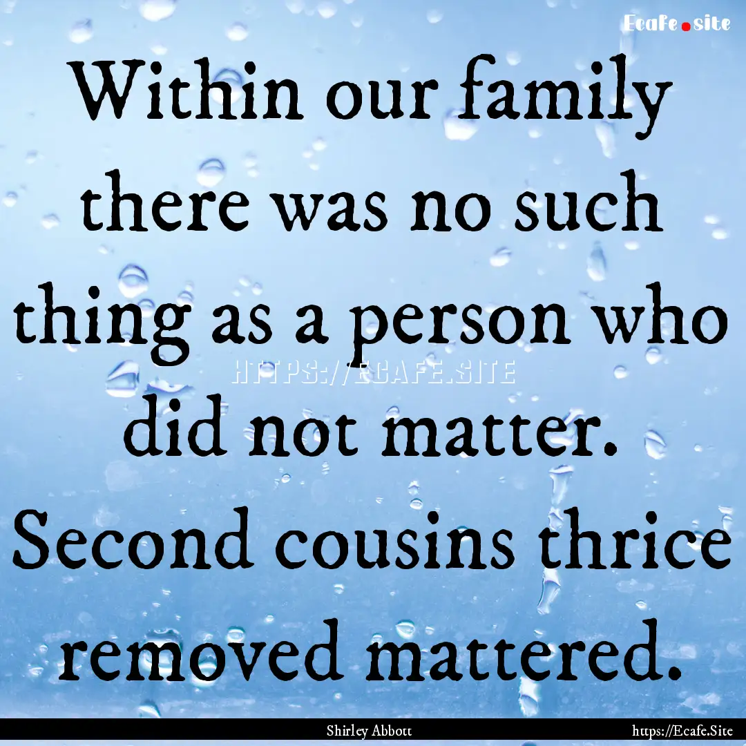 Within our family there was no such thing.... : Quote by Shirley Abbott