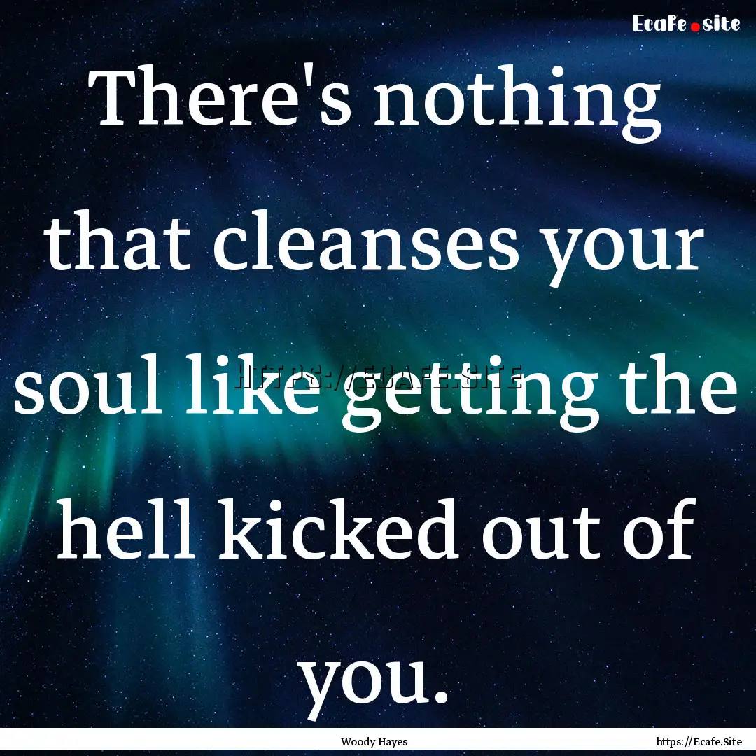 There's nothing that cleanses your soul like.... : Quote by Woody Hayes