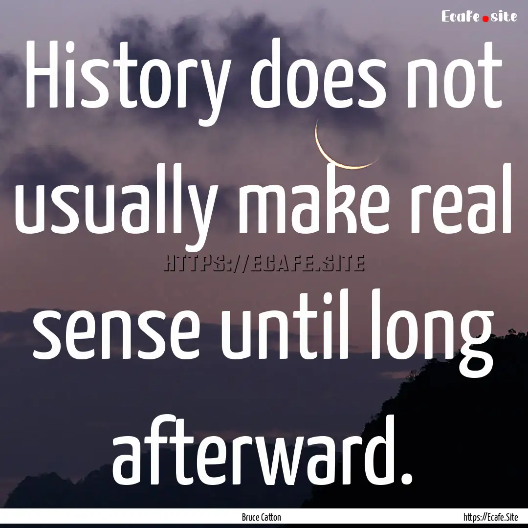 History does not usually make real sense.... : Quote by Bruce Catton