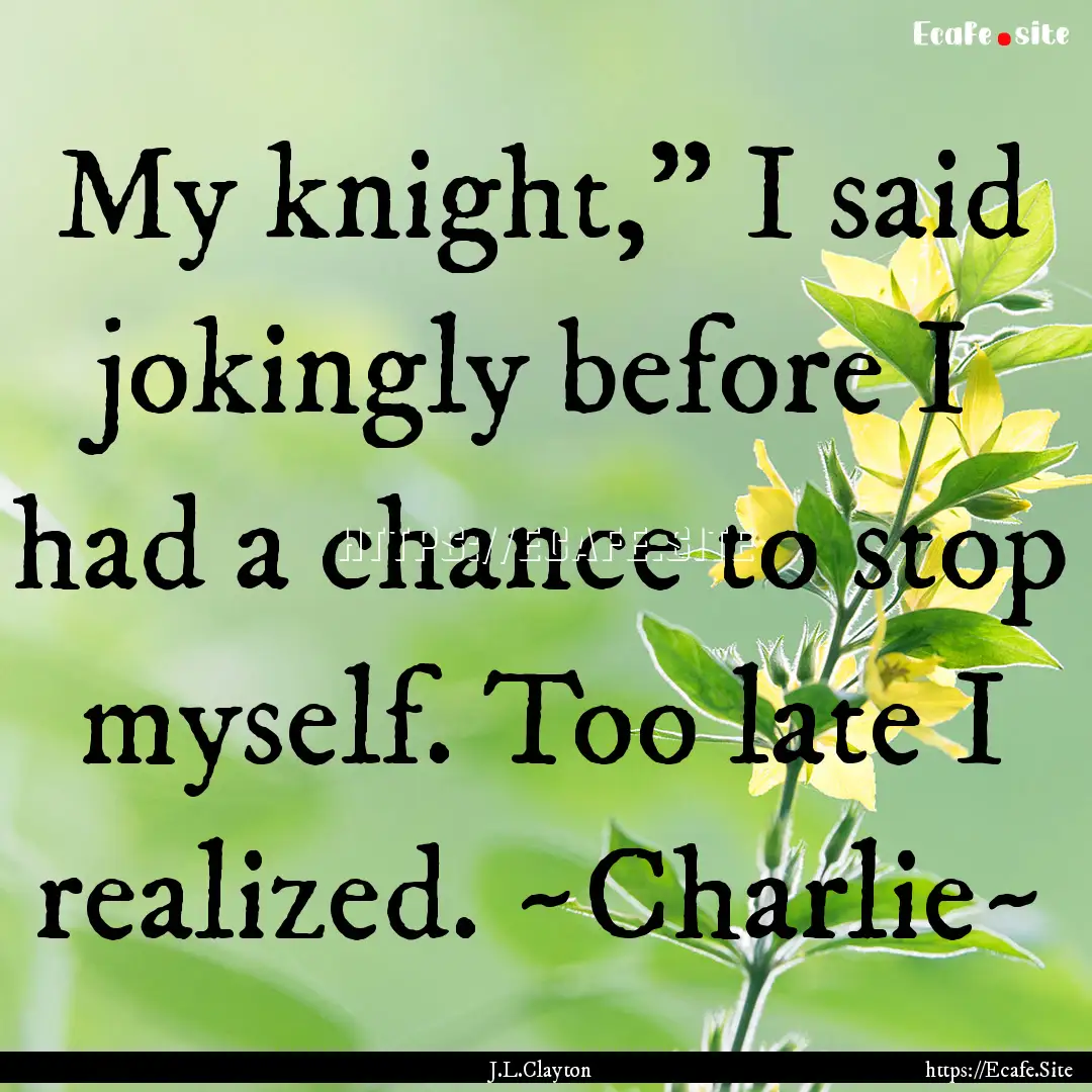 My knight,” I said jokingly before I had.... : Quote by J.L.Clayton