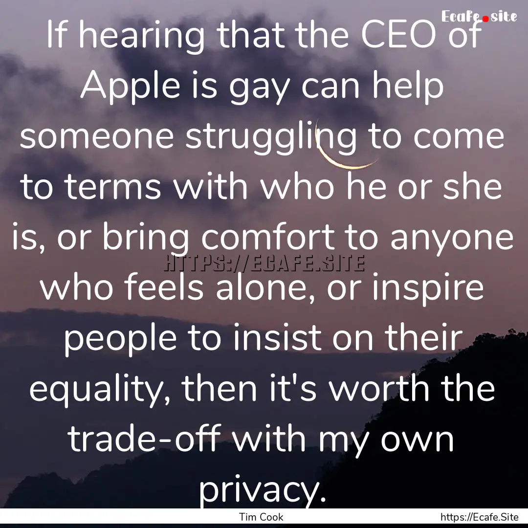 If hearing that the CEO of Apple is gay can.... : Quote by Tim Cook