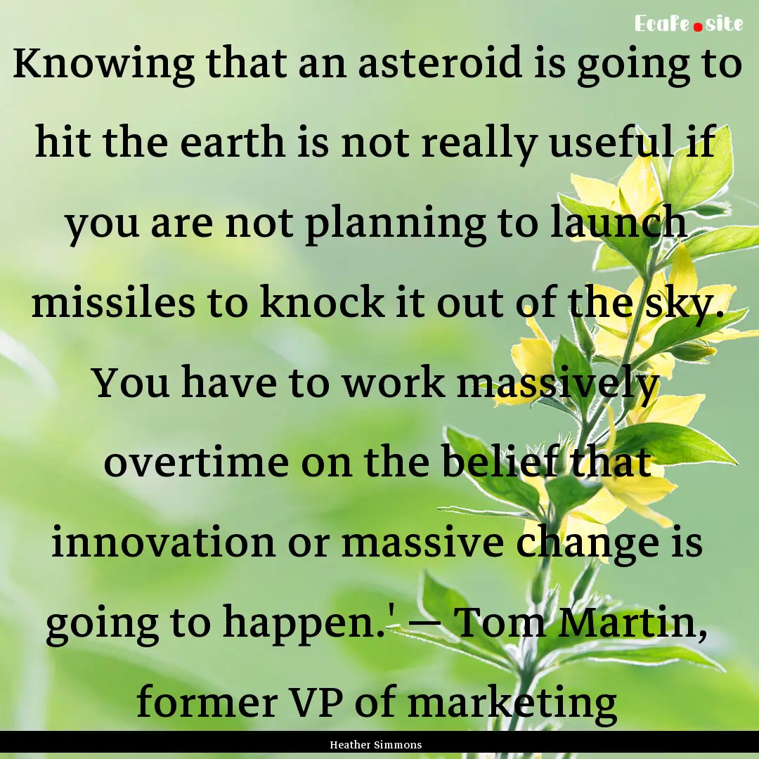 Knowing that an asteroid is going to hit.... : Quote by Heather Simmons