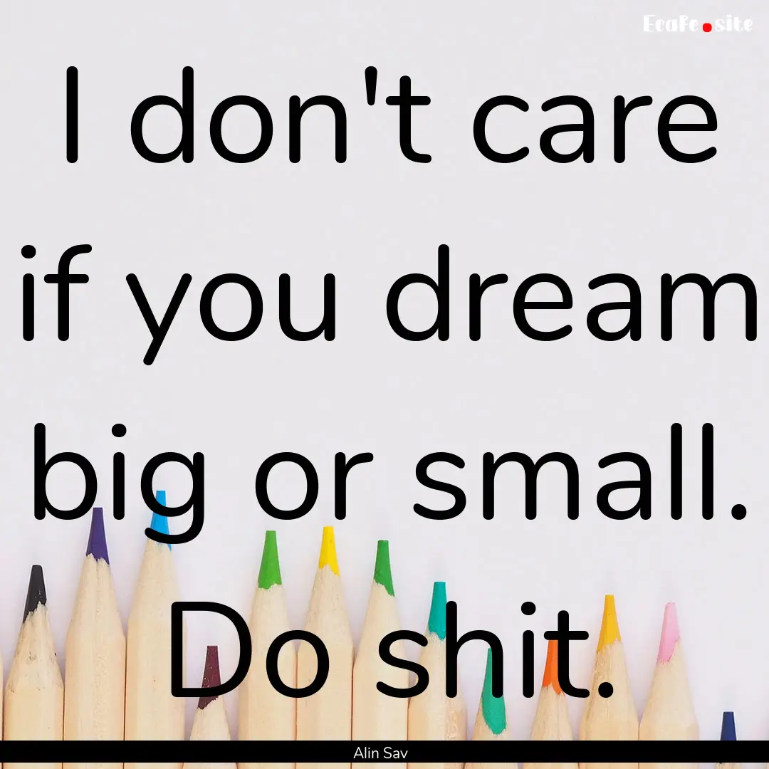 I don't care if you dream big or small. Do.... : Quote by Alin Sav