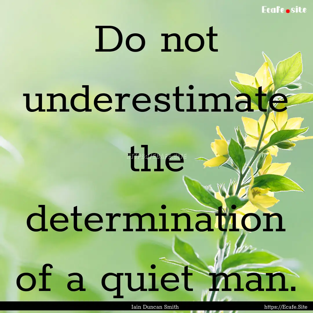 Do not underestimate the determination of.... : Quote by Iain Duncan Smith