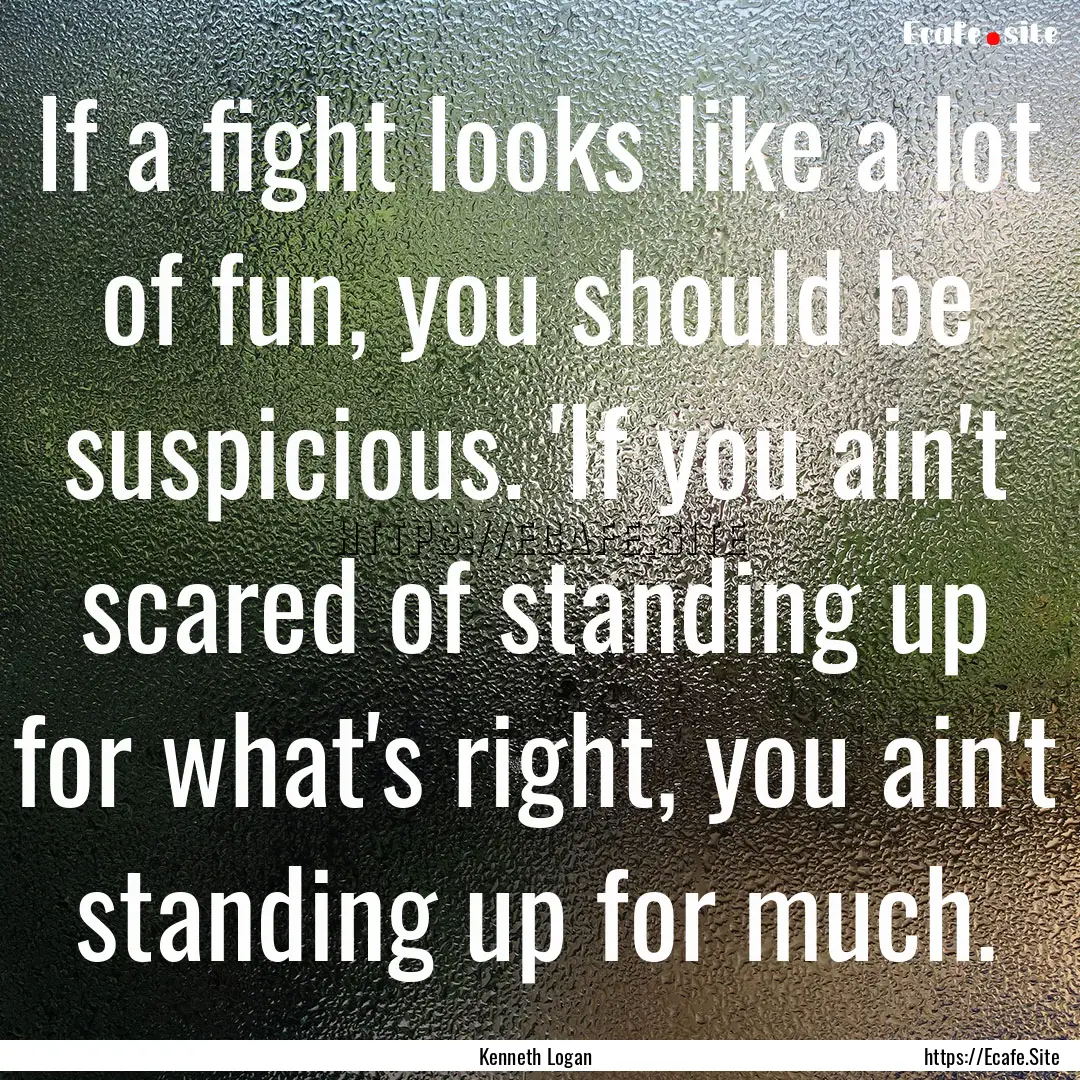 If a fight looks like a lot of fun, you should.... : Quote by Kenneth Logan