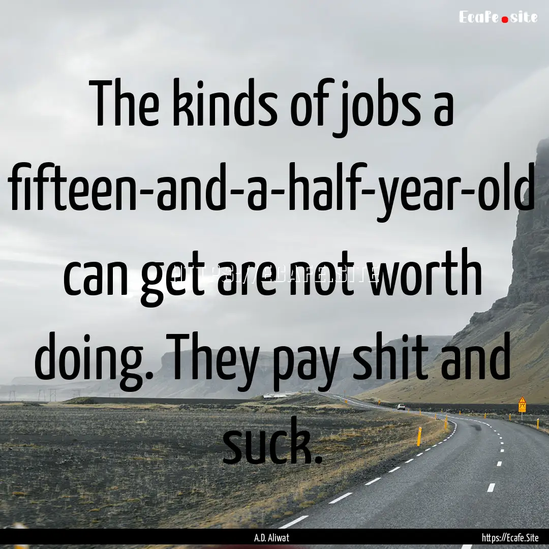 The kinds of jobs a fifteen-and-a-half-year-old.... : Quote by A.D. Aliwat