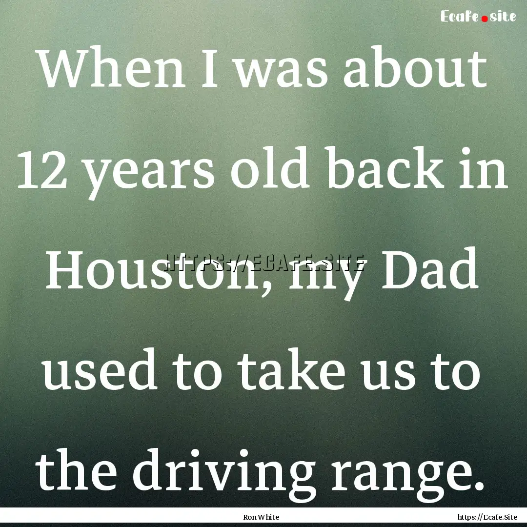 When I was about 12 years old back in Houston,.... : Quote by Ron White