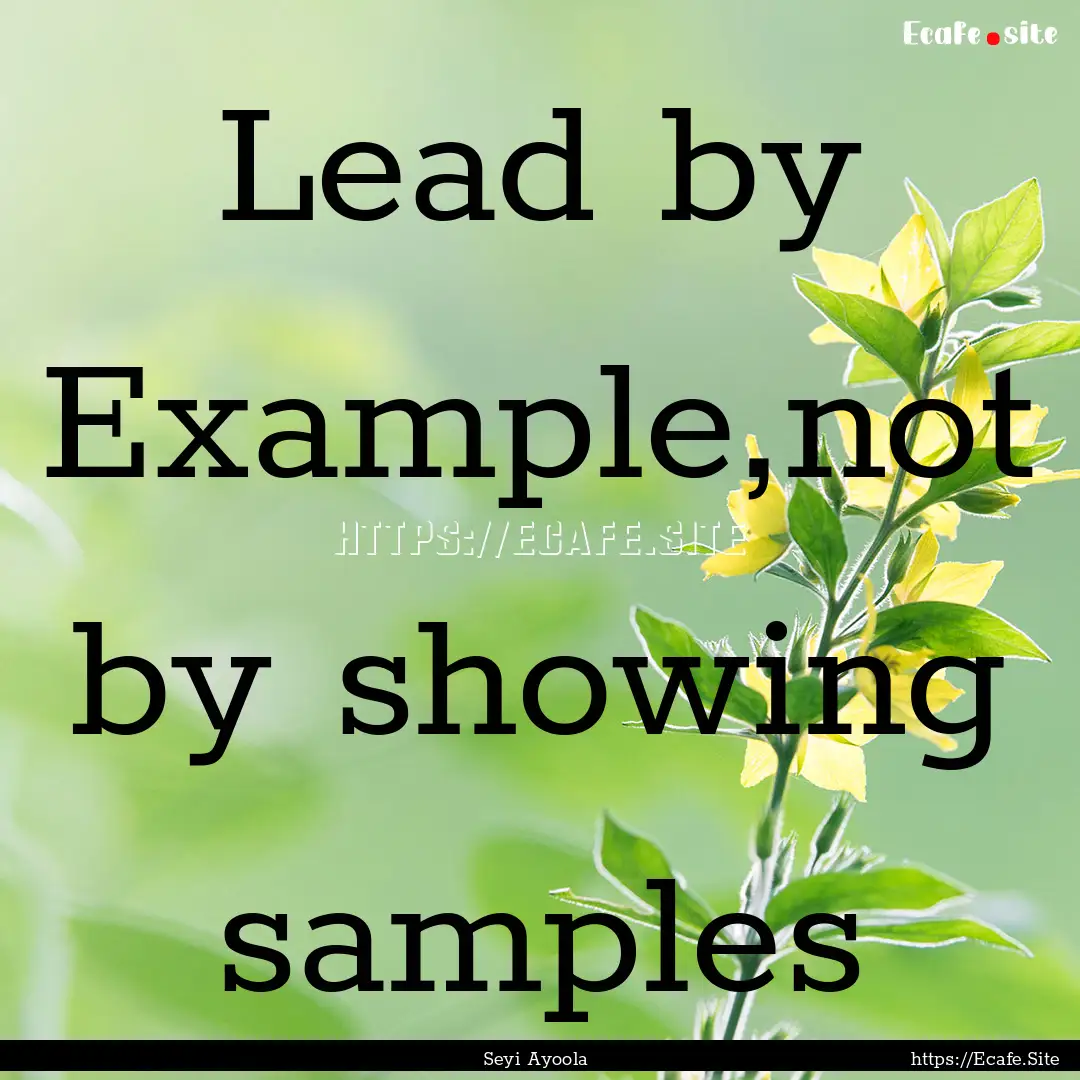 Lead by Example,not by showing samples : Quote by Seyi Ayoola