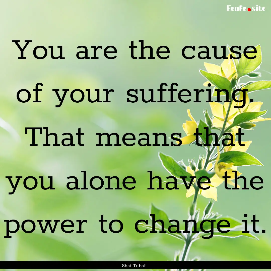 You are the cause of your suffering. That.... : Quote by Shai Tubali