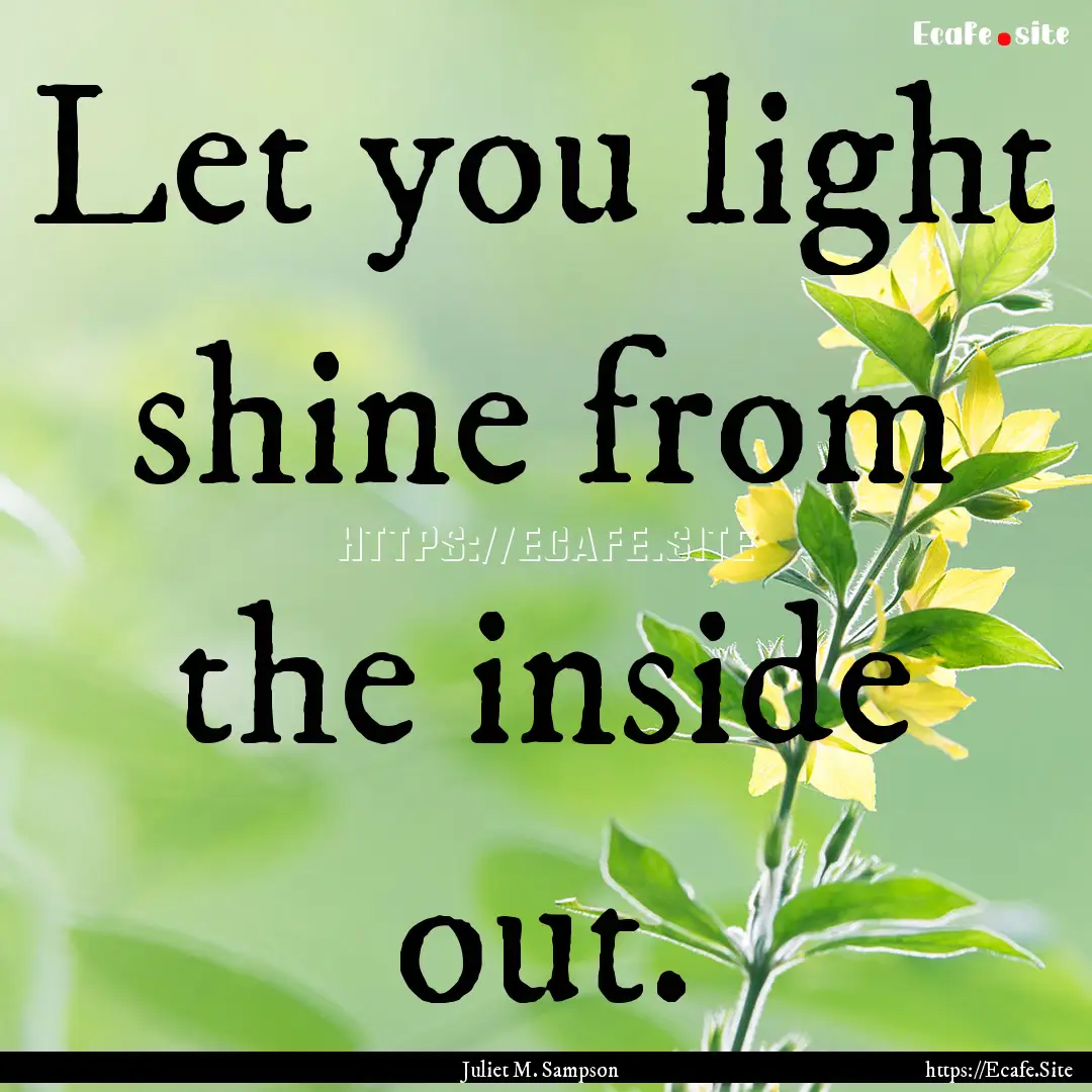 Let you light shine from the inside out. : Quote by Juliet M. Sampson