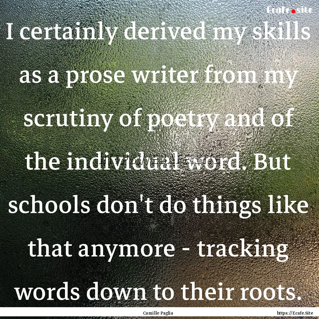 I certainly derived my skills as a prose.... : Quote by Camille Paglia