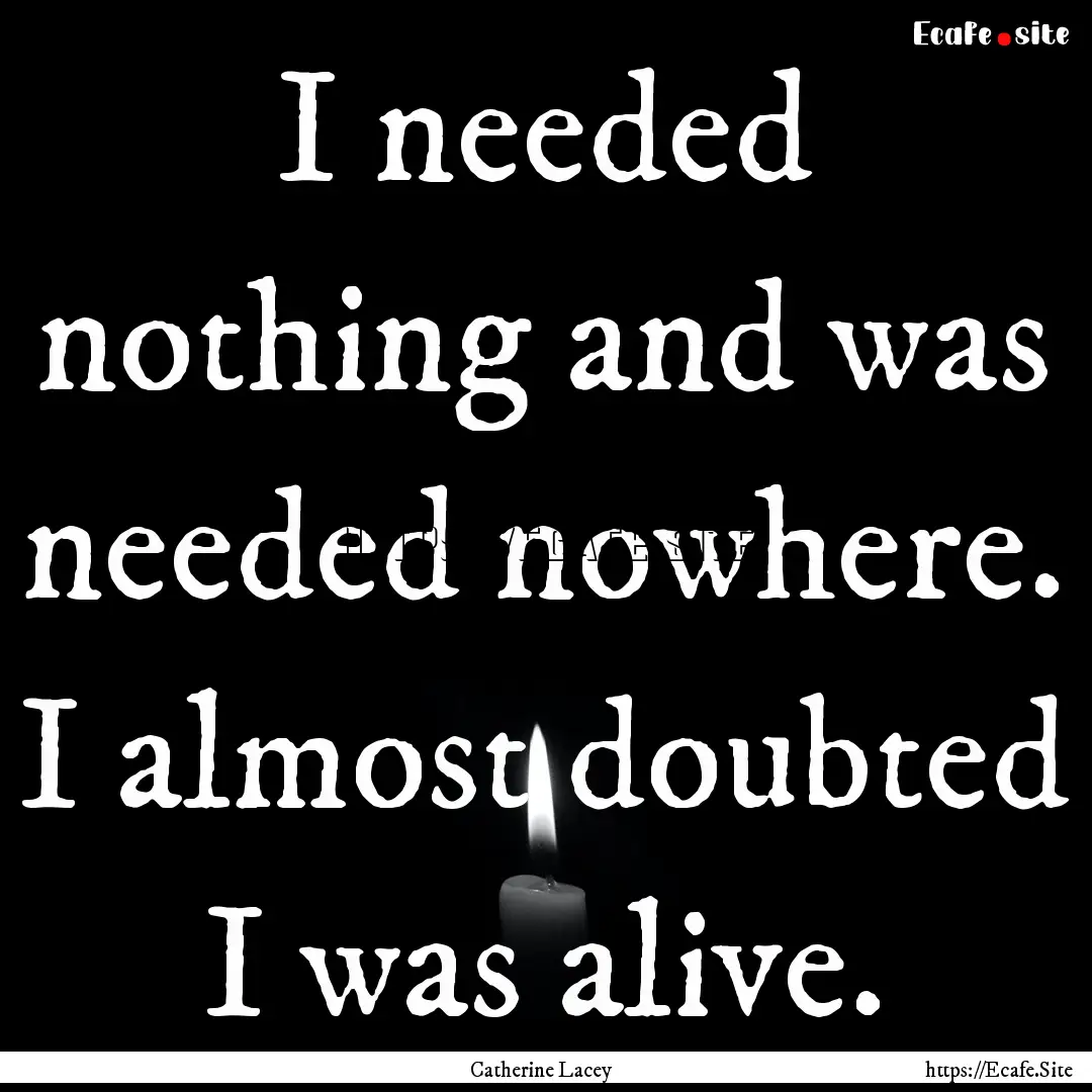 I needed nothing and was needed nowhere..... : Quote by Catherine Lacey