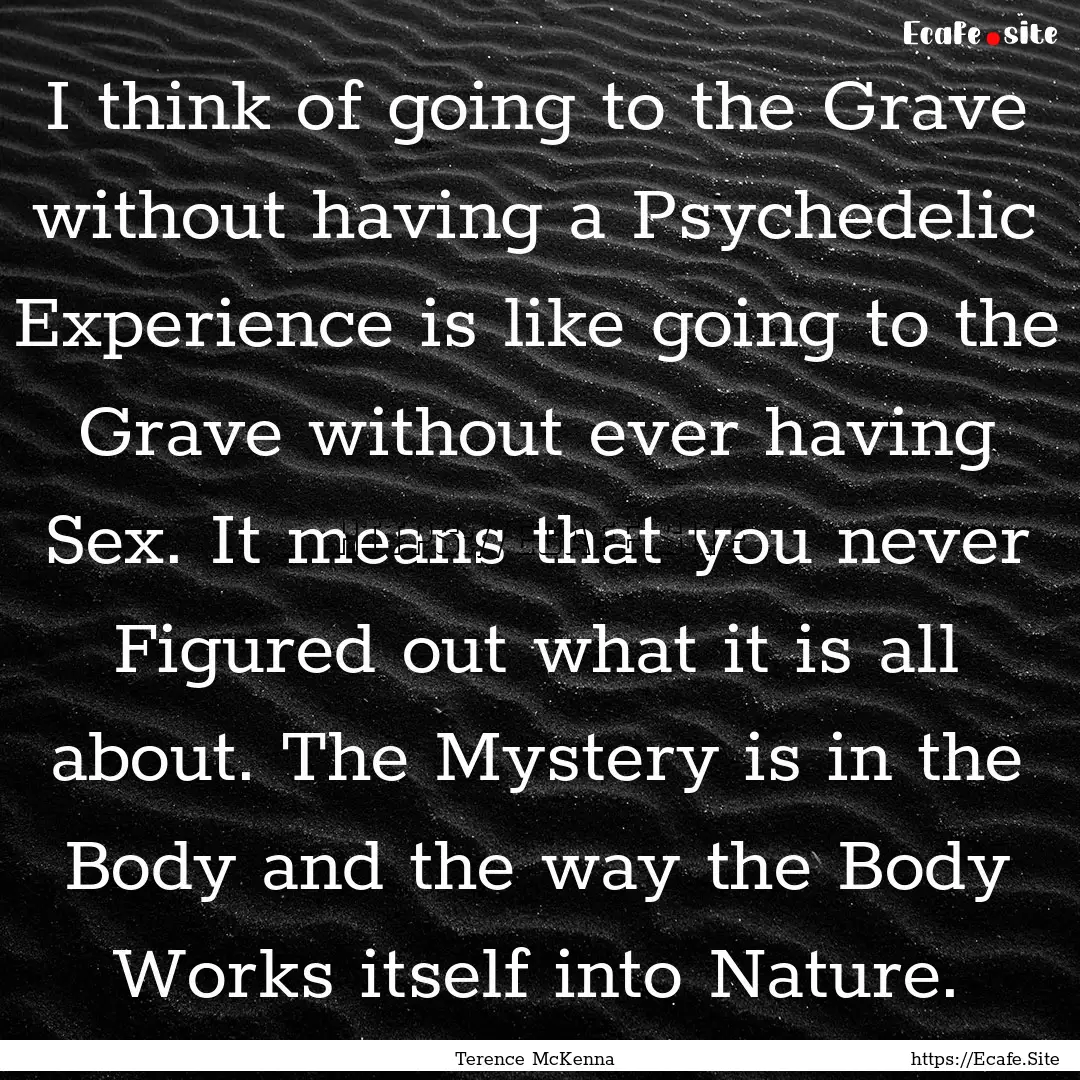 I think of going to the Grave without having.... : Quote by Terence McKenna