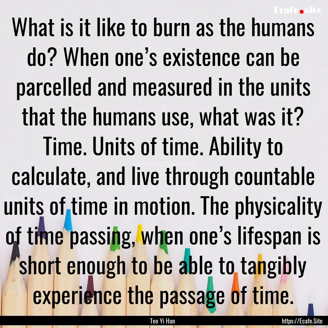 What is it like to burn as the humans do?.... : Quote by Teo Yi Han