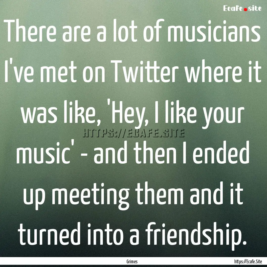 There are a lot of musicians I've met on.... : Quote by Grimes