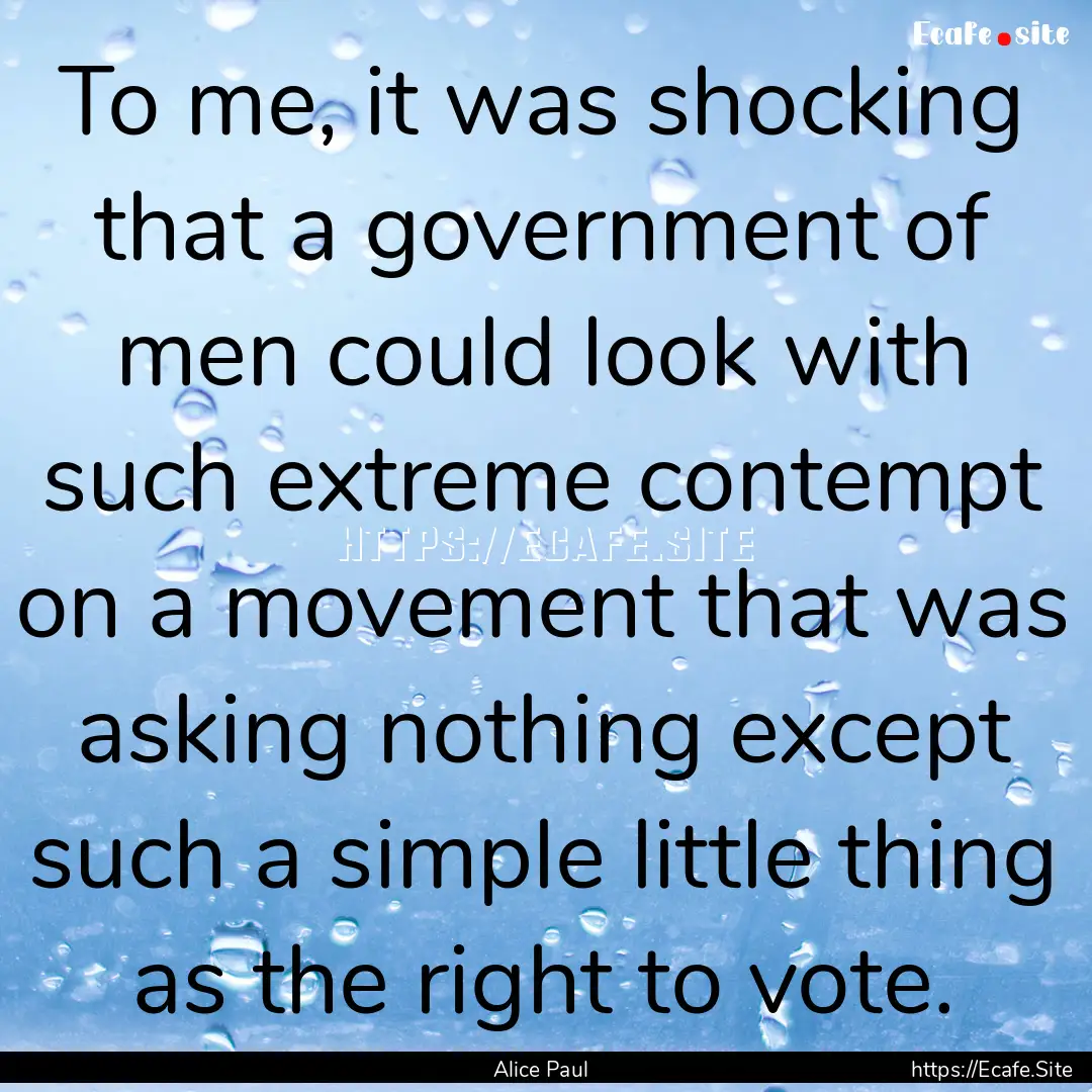 To me, it was shocking that a government.... : Quote by Alice Paul