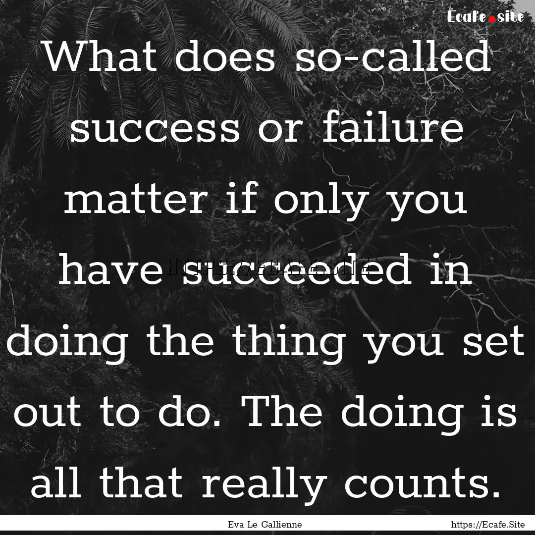 What does so-called success or failure matter.... : Quote by Eva Le Gallienne