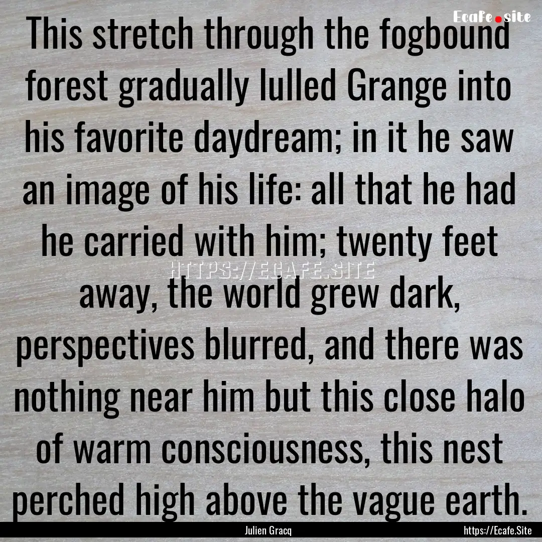 This stretch through the fogbound forest.... : Quote by Julien Gracq